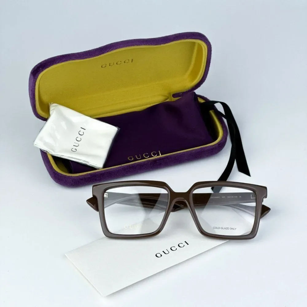 NEW Gucci GG1540O 007 Brown Men Square 55mm Eyeglasses GG 1540O